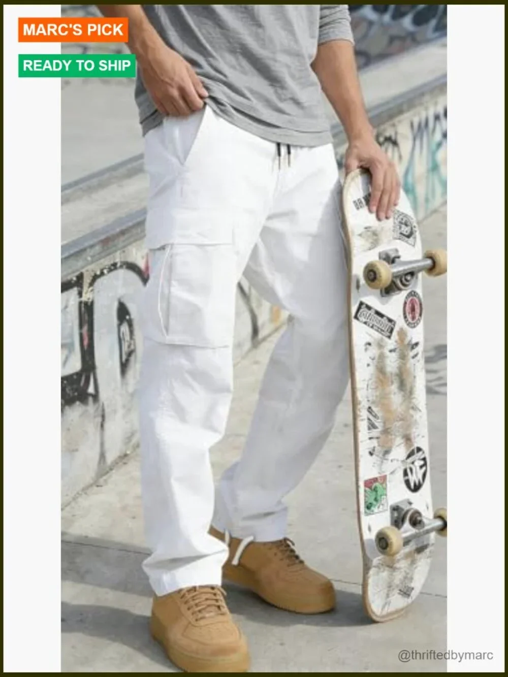 Drawstring Cargo Pants Joggers 6 Pockets Mid Rise Cotton Spandex